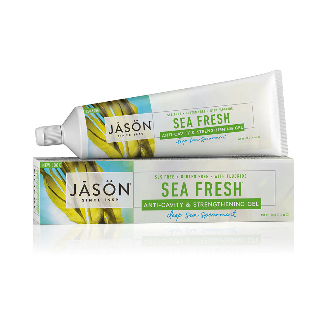 JASON SeaFresh Strengthening Toothpaste 119g, Fluoride Free Spearmint Flavour