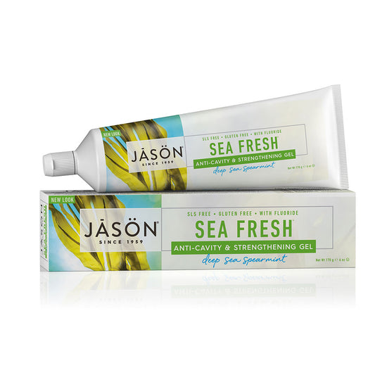 JASON SeaFresh Strengthening Toothpaste 119g, Fluoride Free Spearmint Flavour