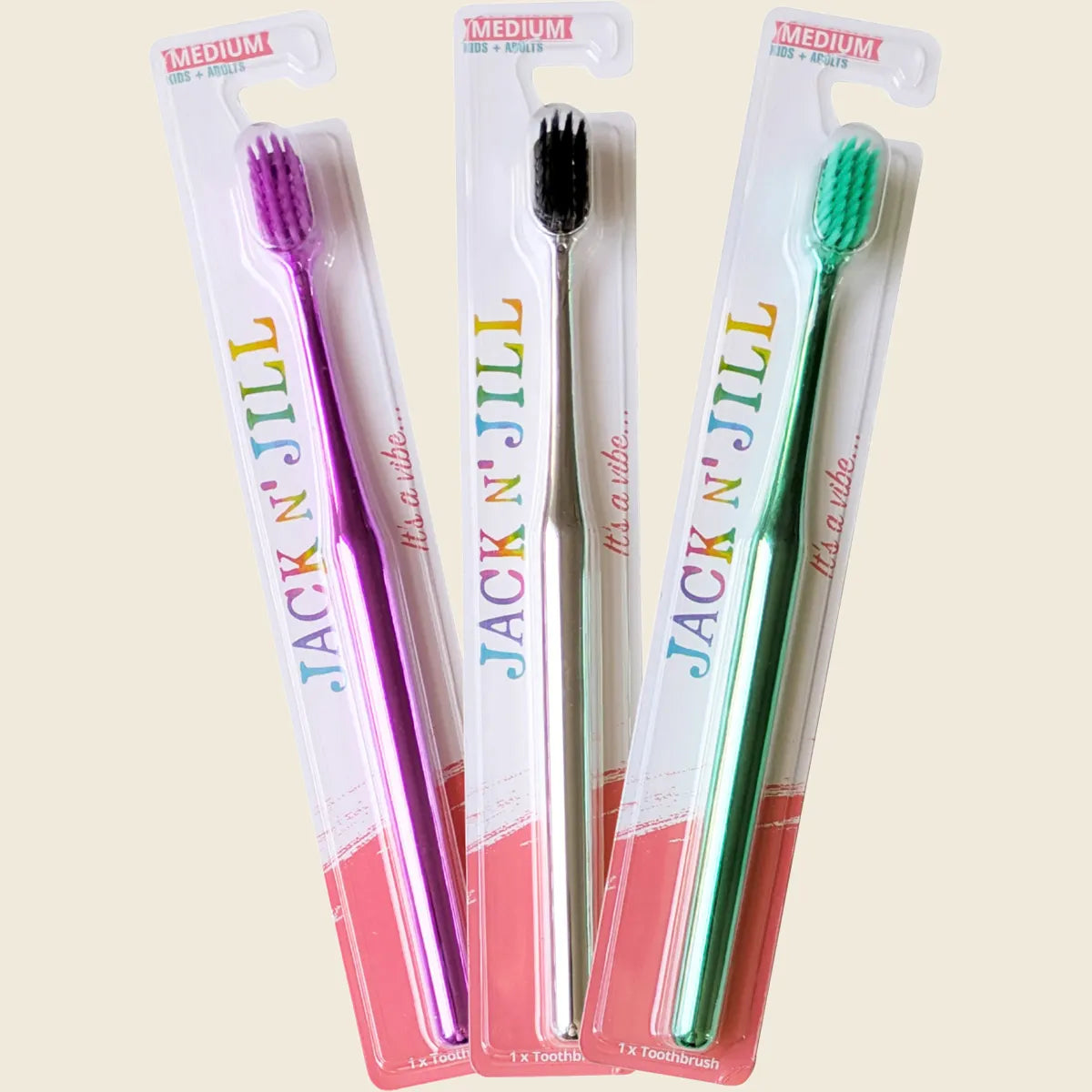 Jack N’ Jill Medium Toothbrush Kids & Adults, Please Choose Your Colour