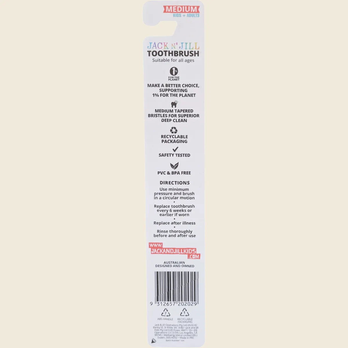 Jack N’ Jill Medium Toothbrush Kids & Adults, Please Choose Your Colour