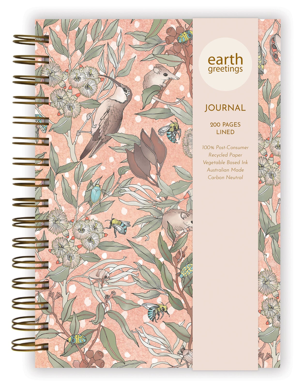 Earth Greetings Your Journal, 200 Lined Pages, Pollinators Design From The Victoria McGrane Collection