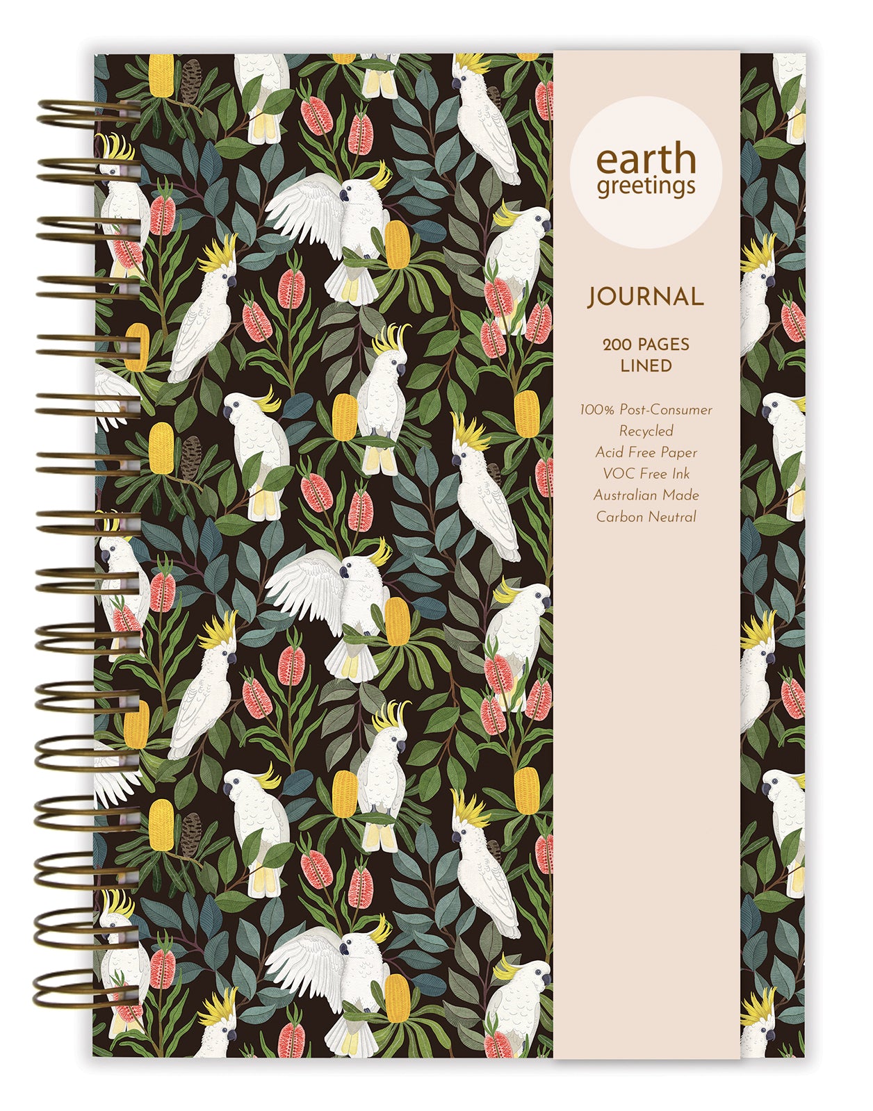 Earth Greetings Your Journal, 200 Lined Pages, Aussie Squawkers Design From The Negin Maddock Collection