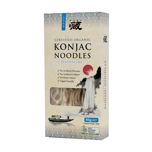 Kura Certified Organic Konjac Noodles Fettuccine 80g, No Artificial Colours Or Flavours