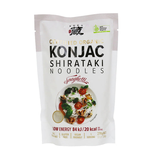 Kura Certified Organic Konjac Shirataki Noodles Spaghetti 270g, Only 20Kcal Per Serving