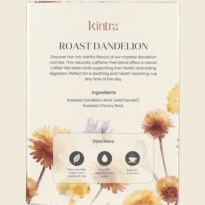 Kintra Roast Dandelion Tea Bags 32 Bags, Smooth Caffeine-Free Coffee Alternative