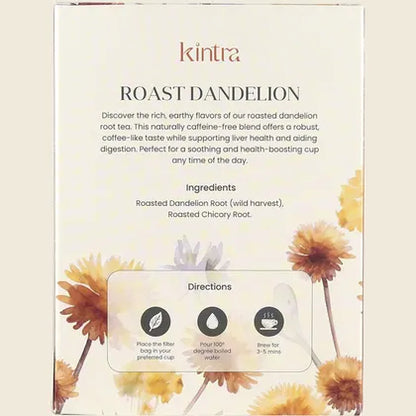 Kintra Roast Dandelion Tea Bags 32 Bags, Smooth Caffeine-Free Coffee Alternative