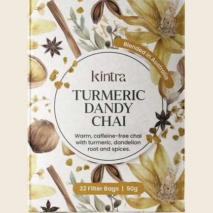 Kintra Herbal Tea Bags Turmeric Dandy Chai 32pk, Spiced Root Wellness