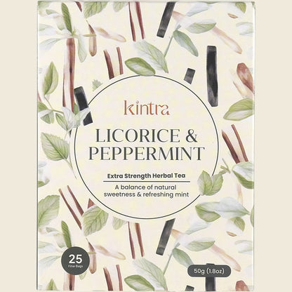 Kintra Herbal Tea Licorice & Peppermint Tea 25 Tea Bags, Cooling Digestive Ease