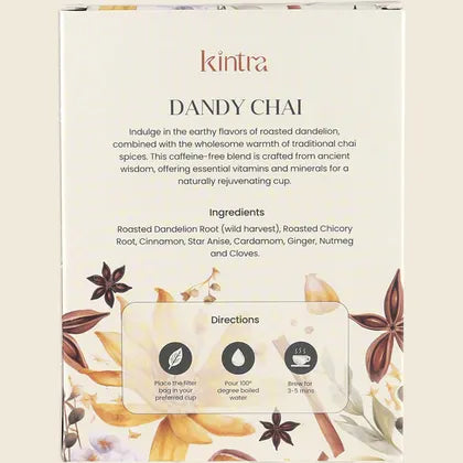 Kintra Dandy Chai Tea Bags 32 Bags, Spiced Roasted Dandelion Brew