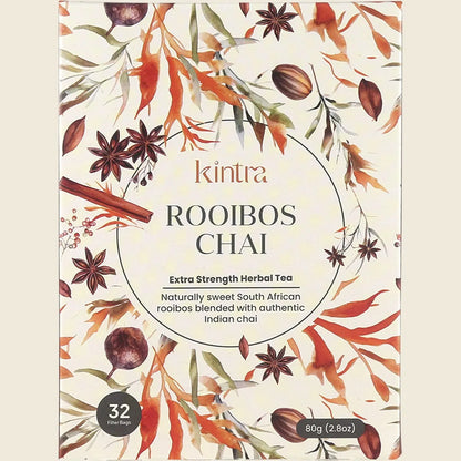 Kintra Rooibos Chai Tea Bags 32 Bags, Spiced Caffeine-Free Rooibos Blend