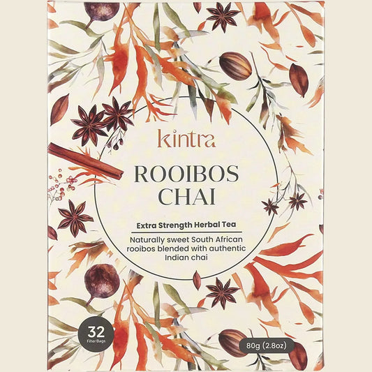 Kintra Rooibos Chai Tea Bags 32 Bags, Spiced Caffeine-Free Rooibos Blend