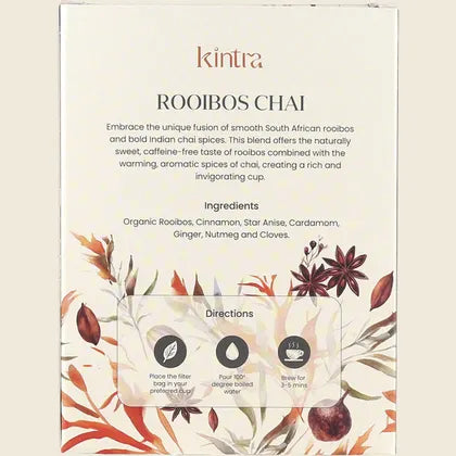 Kintra Rooibos Chai Tea Bags 32 Bags, Spiced Caffeine-Free Rooibos Blend