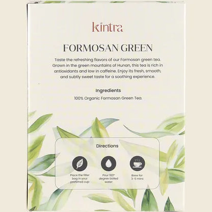 Kintra Formosan Green Tea 32 Bags, Smooth Organic Taiwanese Green Tea