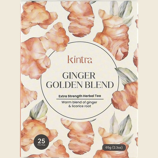 Kintra Herbal Tea Ginger Golden Blend 25 Tea Bags, Warming Turmeric Fusion