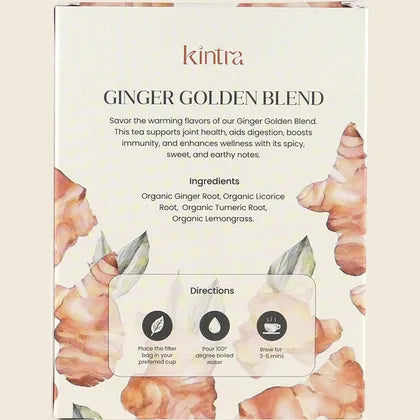 Kintra Herbal Tea Ginger Golden Blend 25 Tea Bags, Warming Turmeric Fusion