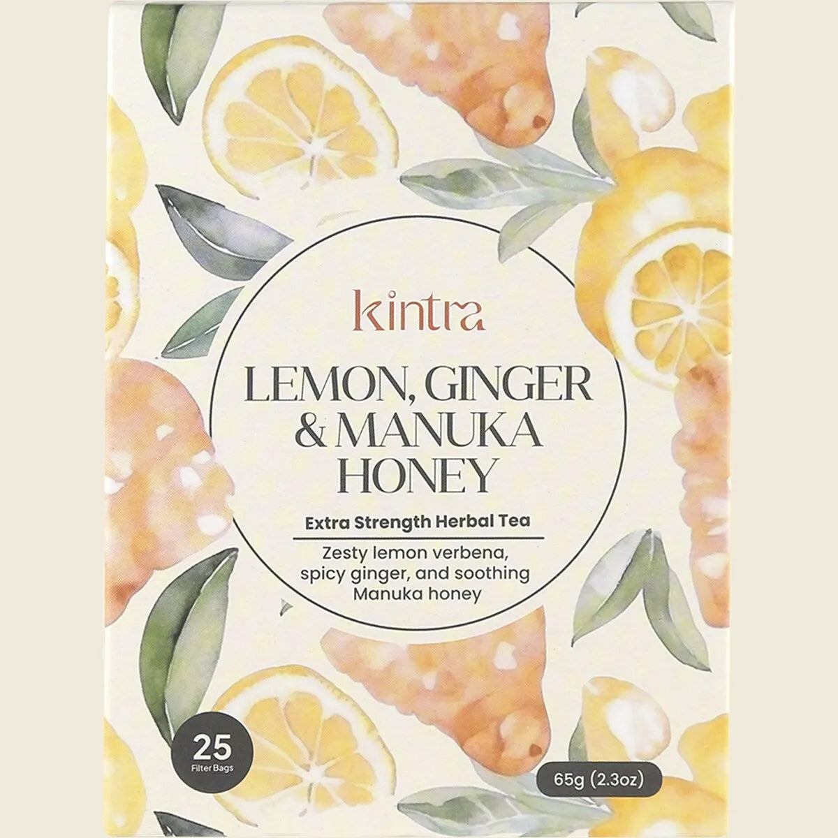 Kintra Herbal Tea Lemon, Ginger & Manuka Honey 25 Tea Bags, Comforting Citrus Soothe