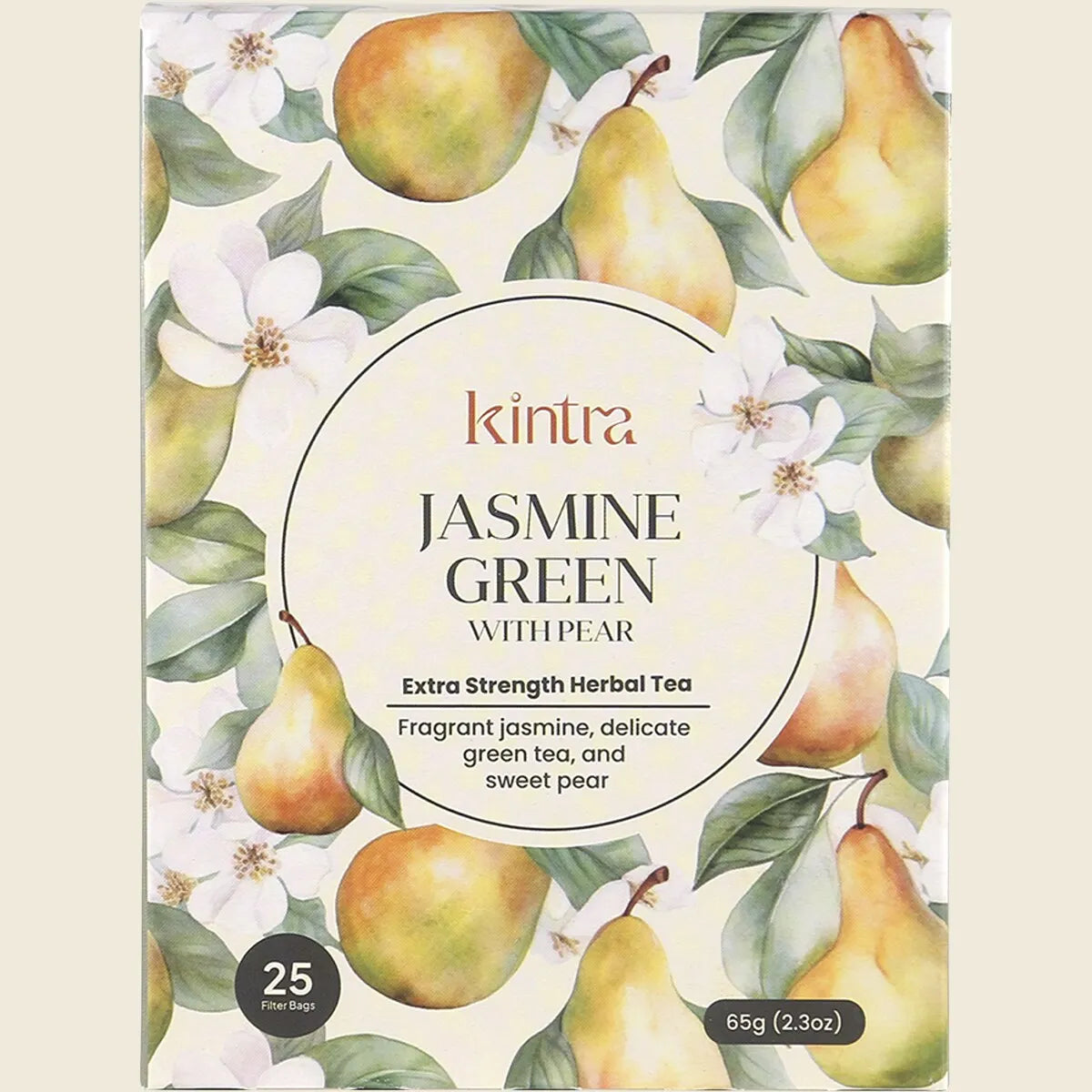 Kintra Herbal Tea Jasmine Green with Pear 25 Tea Bags, Floral Green Refreshment