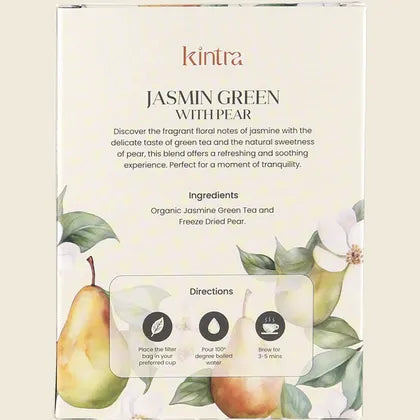 Kintra Herbal Tea Jasmine Green with Pear 25 Tea Bags, Floral Green Refreshment