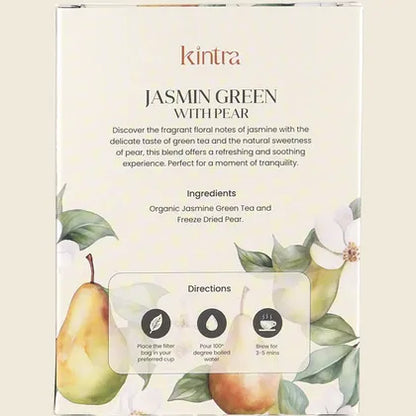 Kintra Herbal Tea Jasmine Green with Pear 25 Tea Bags, Floral Green Refreshment