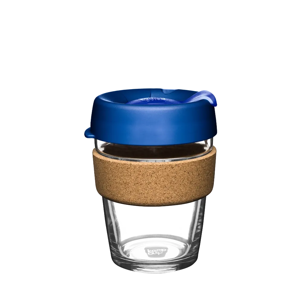 KeepCup Brew Glass Cup With A Cork Band | XS-6oz, S-8oz, M-12oz Or L-16oz, Please Select Your Colour Combination