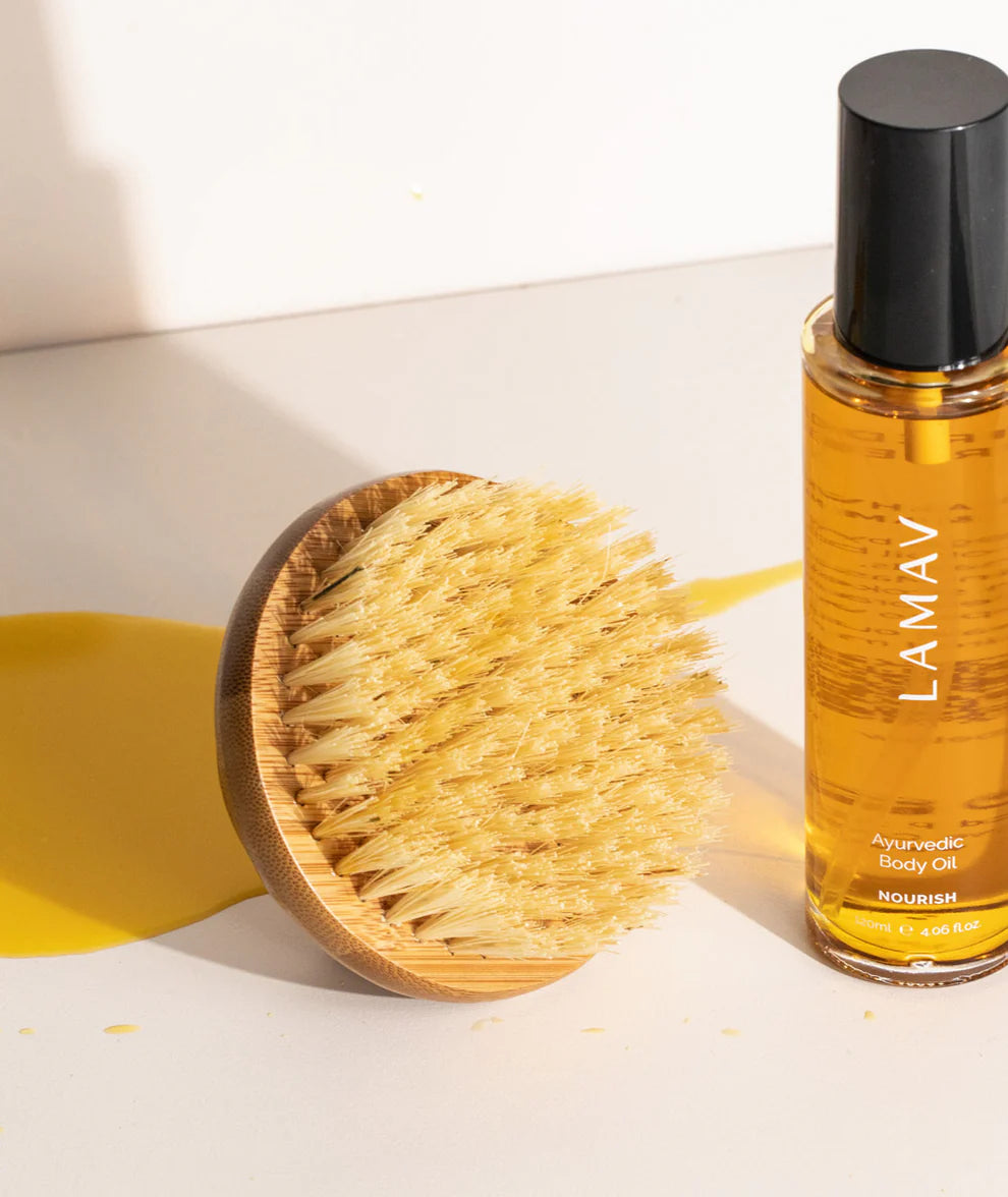 LAMAV Garshana Dry Body Brush, Vitality-Boosting Exfoliation