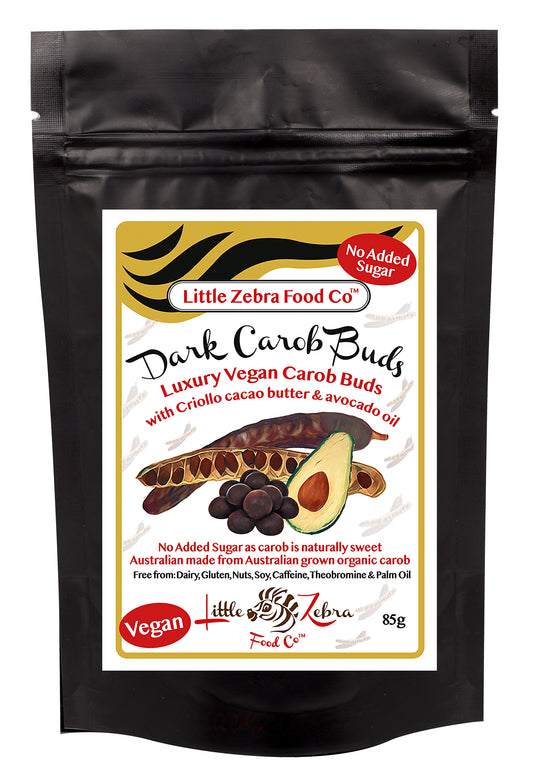 Little Zebra Chocolates Dark Carob Buds 85g, With Organic Avocado Oil