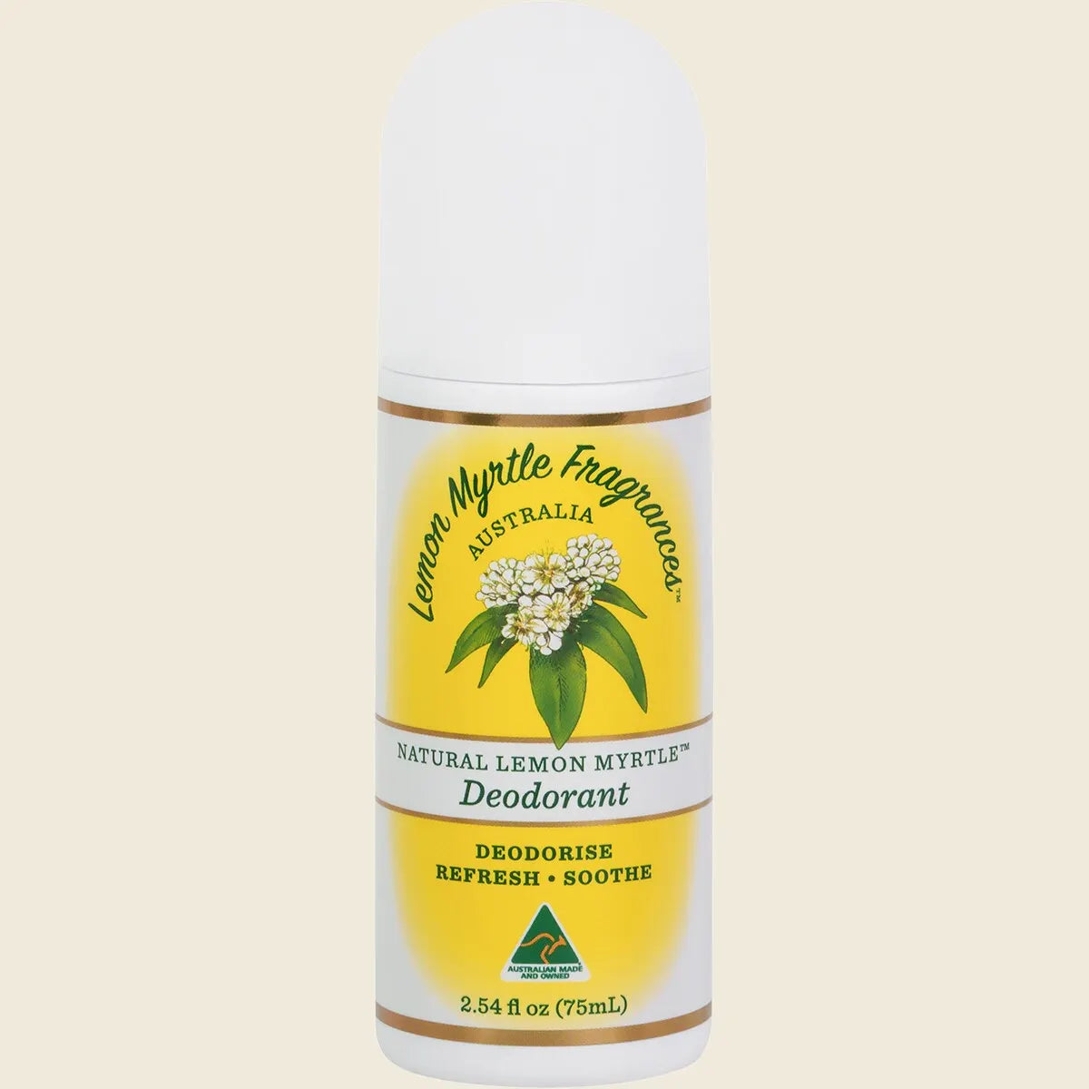 Lemon Myrtle Fragrances Deodorant Roll-On 75mL, Aluminum Free