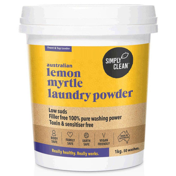 Simply Clean Laundry Powder 1Kg, Australian Lemon Myrtle Fragrance, Hypoallergenic & Filler Free