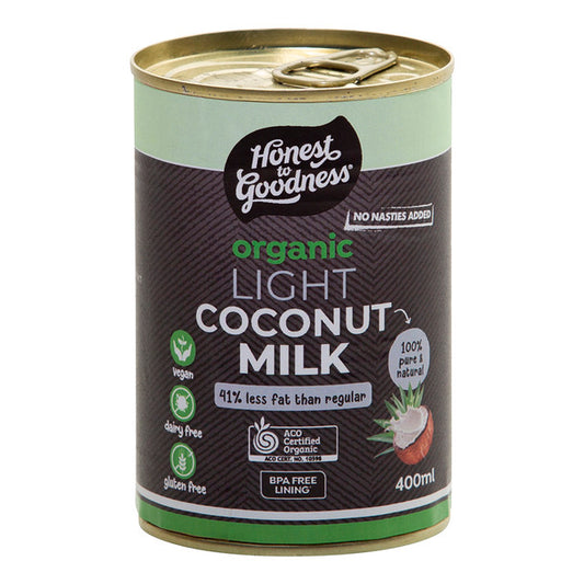 Honest To Goodness Certified Organic Organic Light Coconut Milk 400mL, No Added Thickeners