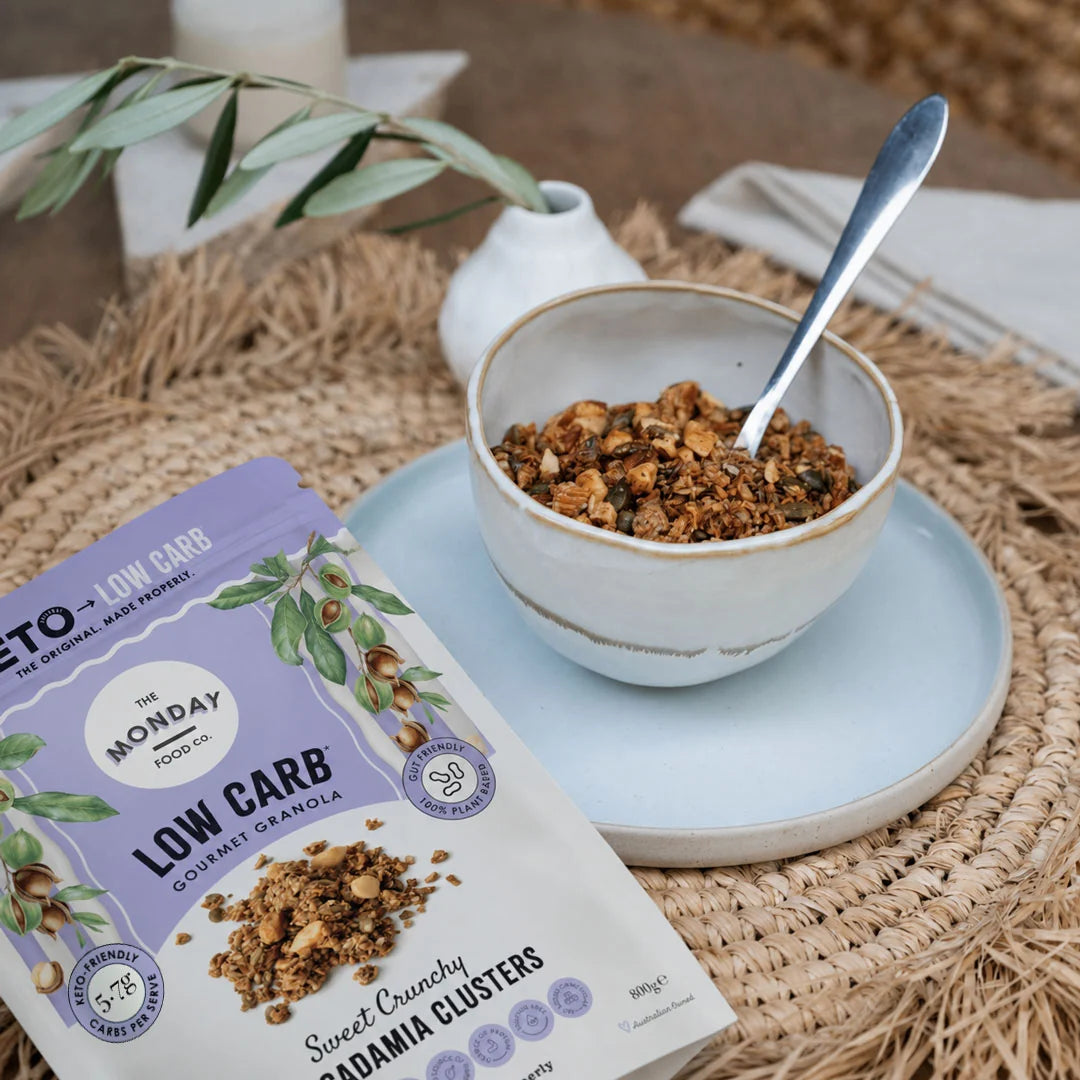 The Monday Food Co. Low Carb Gourmet Granola 300g Or 800g, Sweet Crunchy Macadamia Clusters Flavour