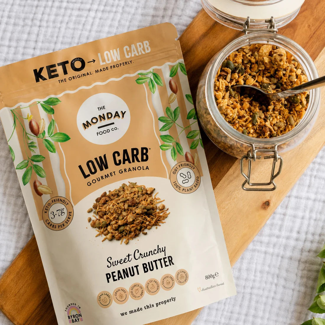 The Monday Food Co Low Carb Gourmet Granola 300g Or 800g, Crunchy Peanut Butter Flavour