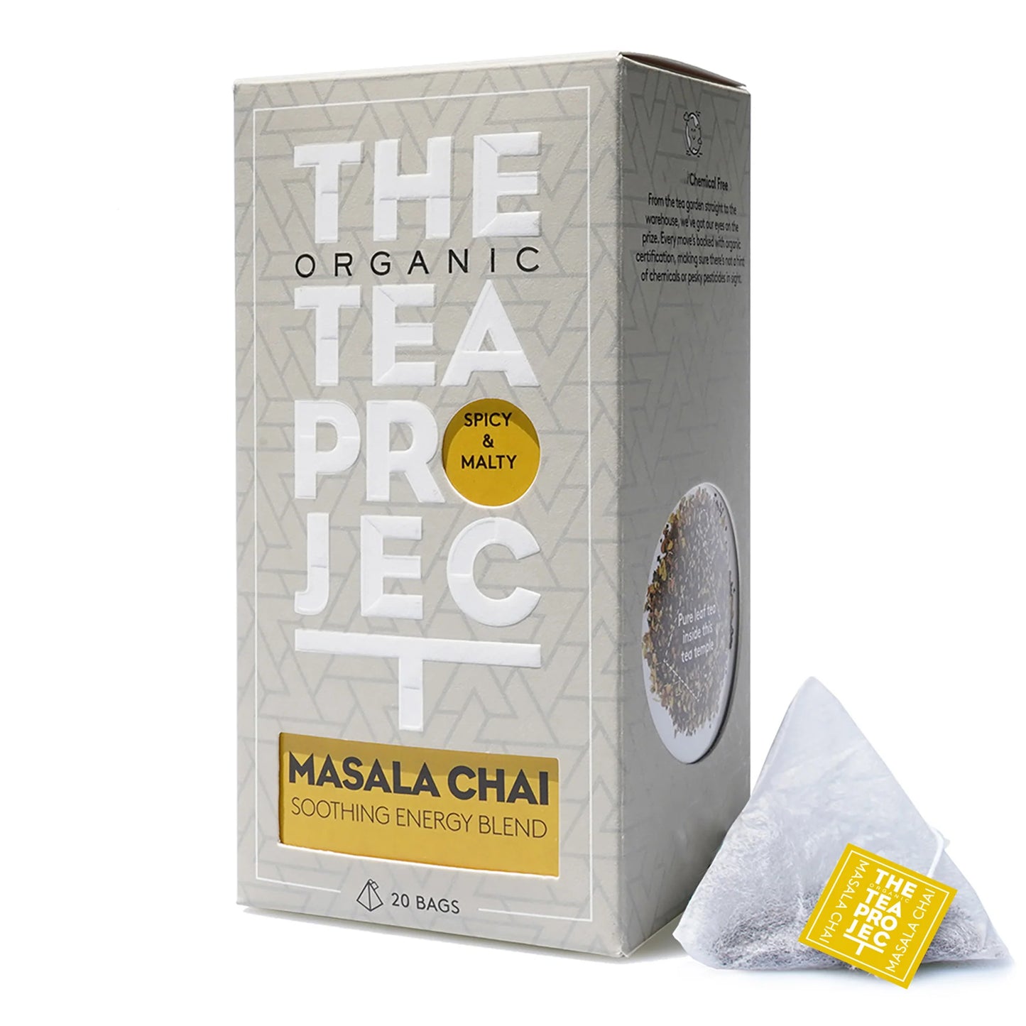 The Organic Tea Project Masala Chai Tea 20 Pyramid Bags, Spicy & Malty