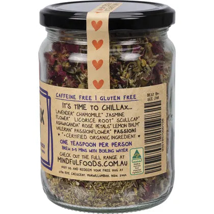 Mindful Foods Organic Herbal Tea 60g, Chillax Brew With Chamomile, Rose Petals & More