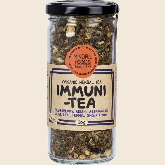 Mindful Foods Organic Herbal Tea Immuni Brew 50g Or 100g, With Elderberry, Reishi & Olive Leaf