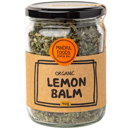 Mindful Foods Organic Lemon Balm Herbal Tea 20g Or 40g, Relieves Tension & Promotes Sleep
