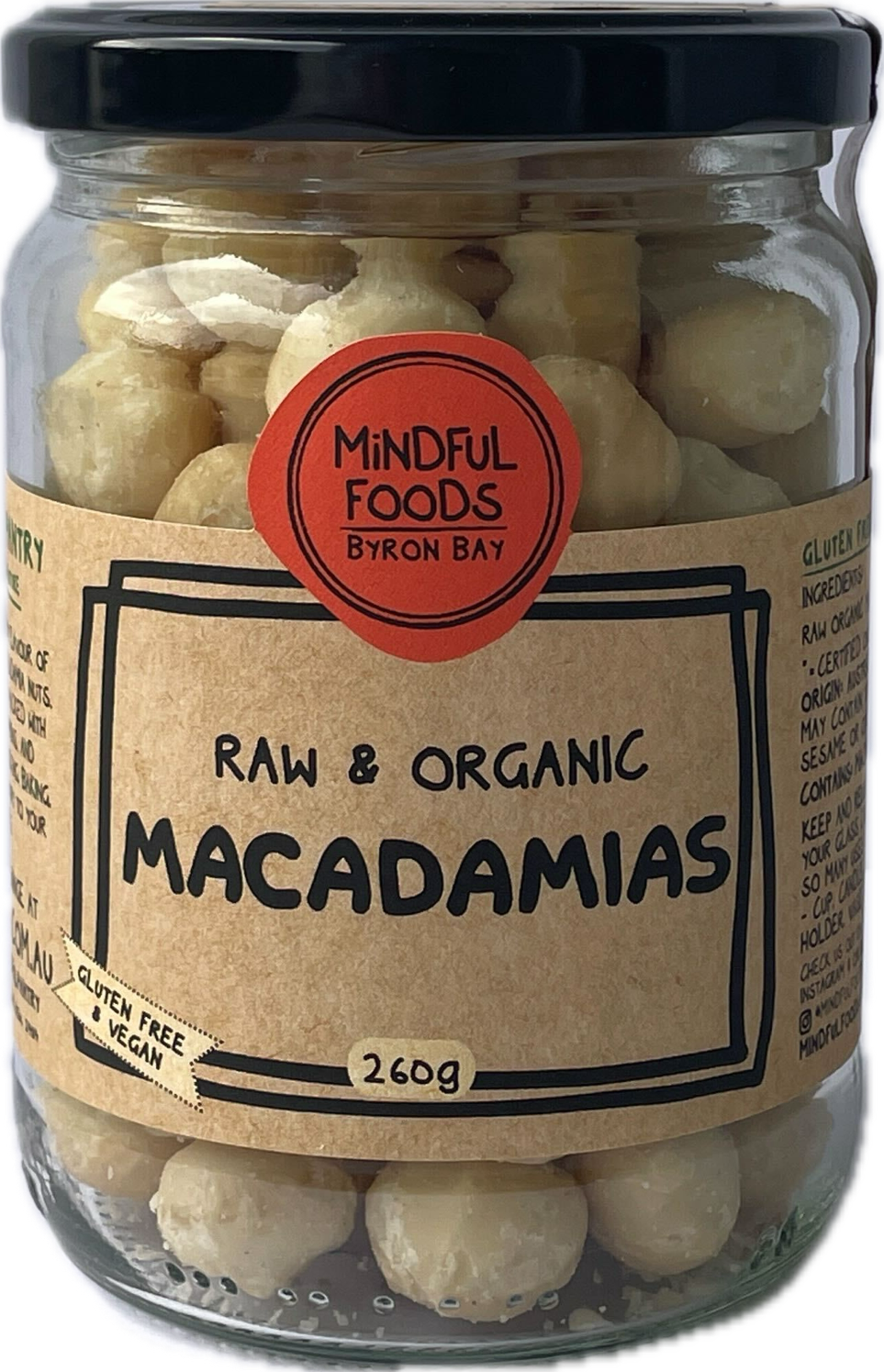 Mindful Foods Raw & Organic Macadamia Nuts 125g, 260g Or 530g, May Improve Heart Health