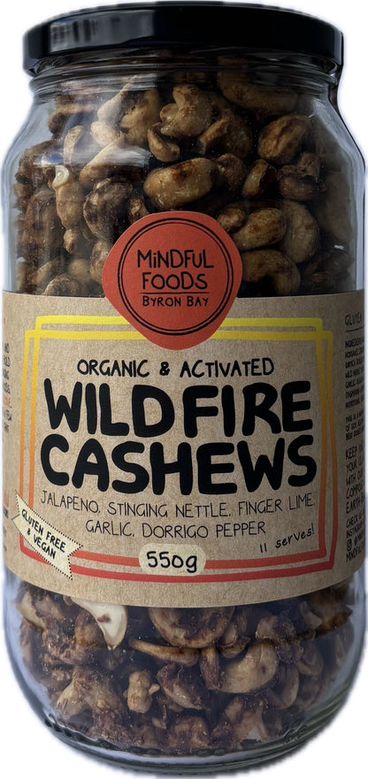 Mindful Foods Organic & Activated Wildfire Cashews 300g Or 550g , With Jalapeno & Finger Lime