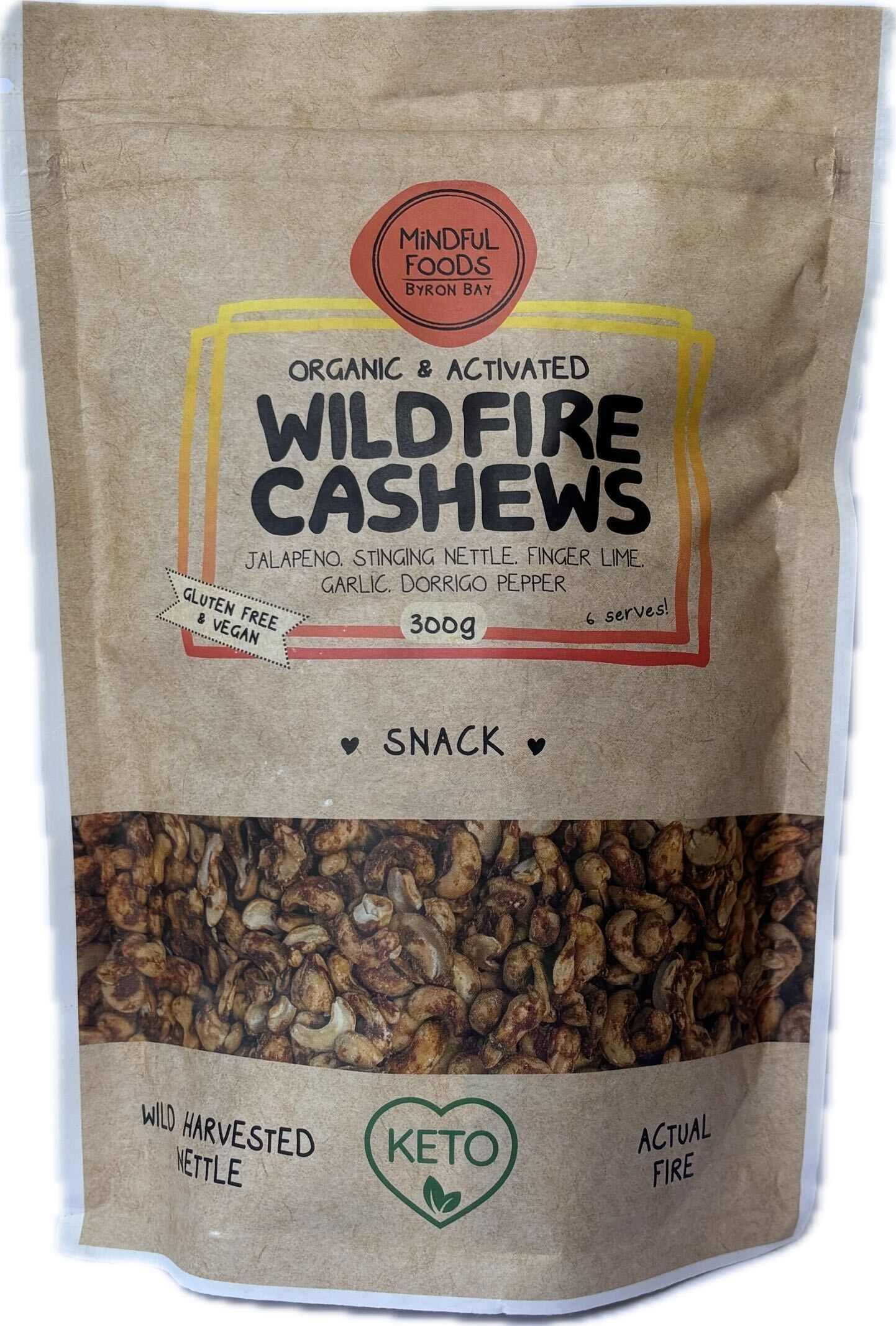 Mindful Foods Organic & Activated Wildfire Cashews 300g Or 550g , With Jalapeno & Finger Lime