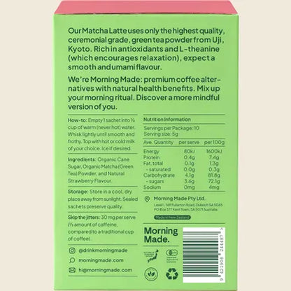 Morning Made Strawberry Matcha Latte Single or Box, Sweet Berry Pick Me Up