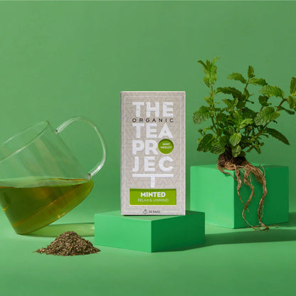The Organic Tea Project Minted Relax & Unwind Tea 20 Pyramid Bags, Mint Medley