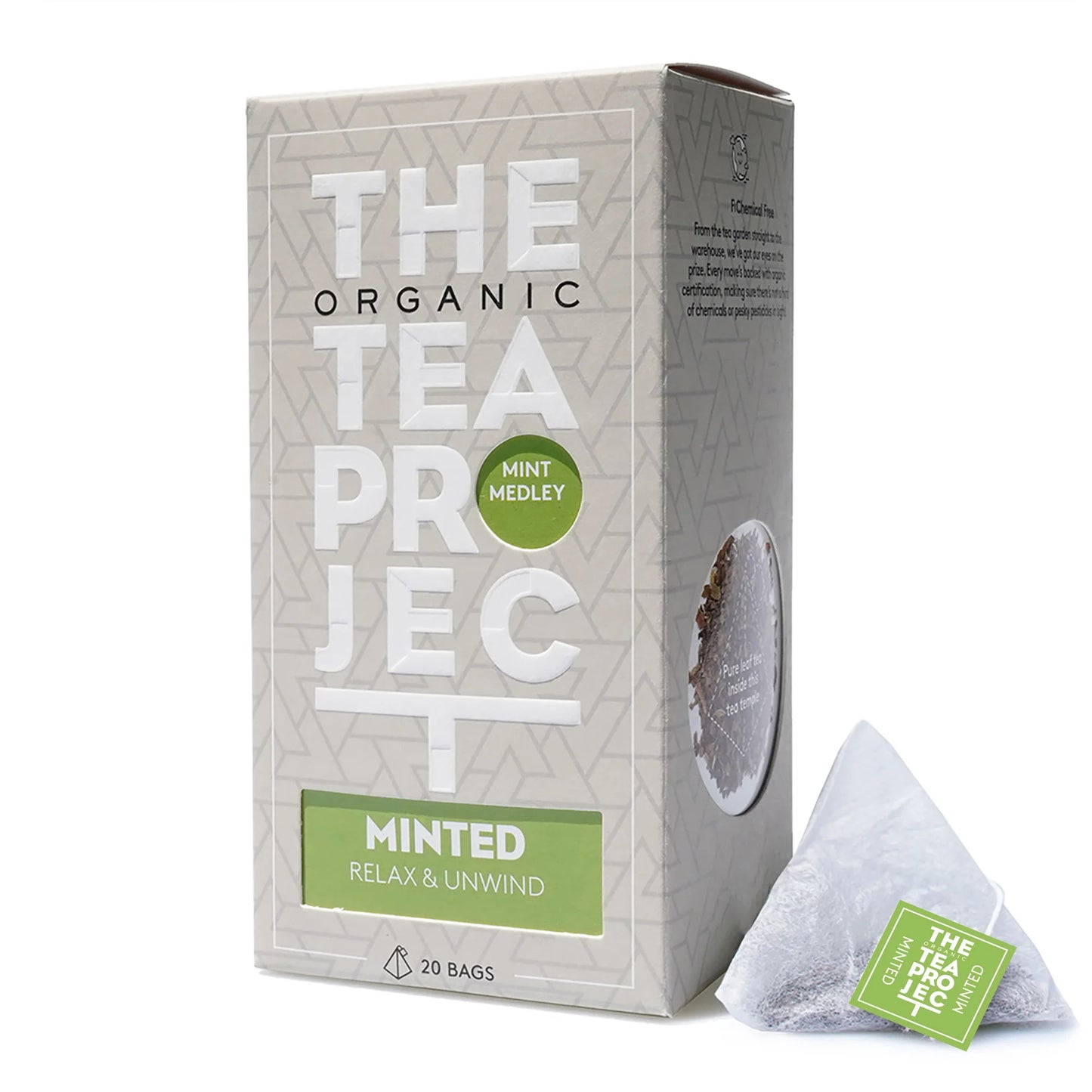The Organic Tea Project Minted Relax & Unwind Tea 20 Pyramid Bags, Mint Medley