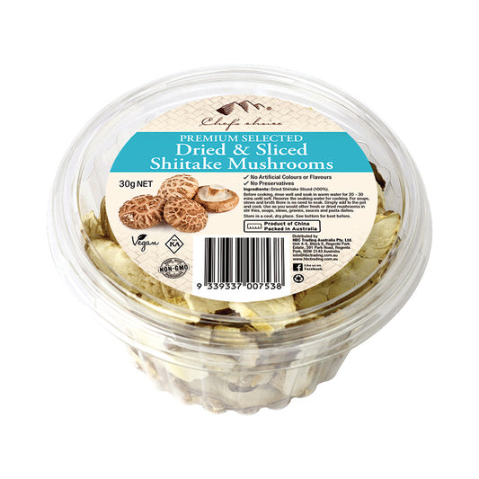 Chef's Choice Dried & Sliced Shiitake Mushrooms 30g, Non GMO & Preservative Free