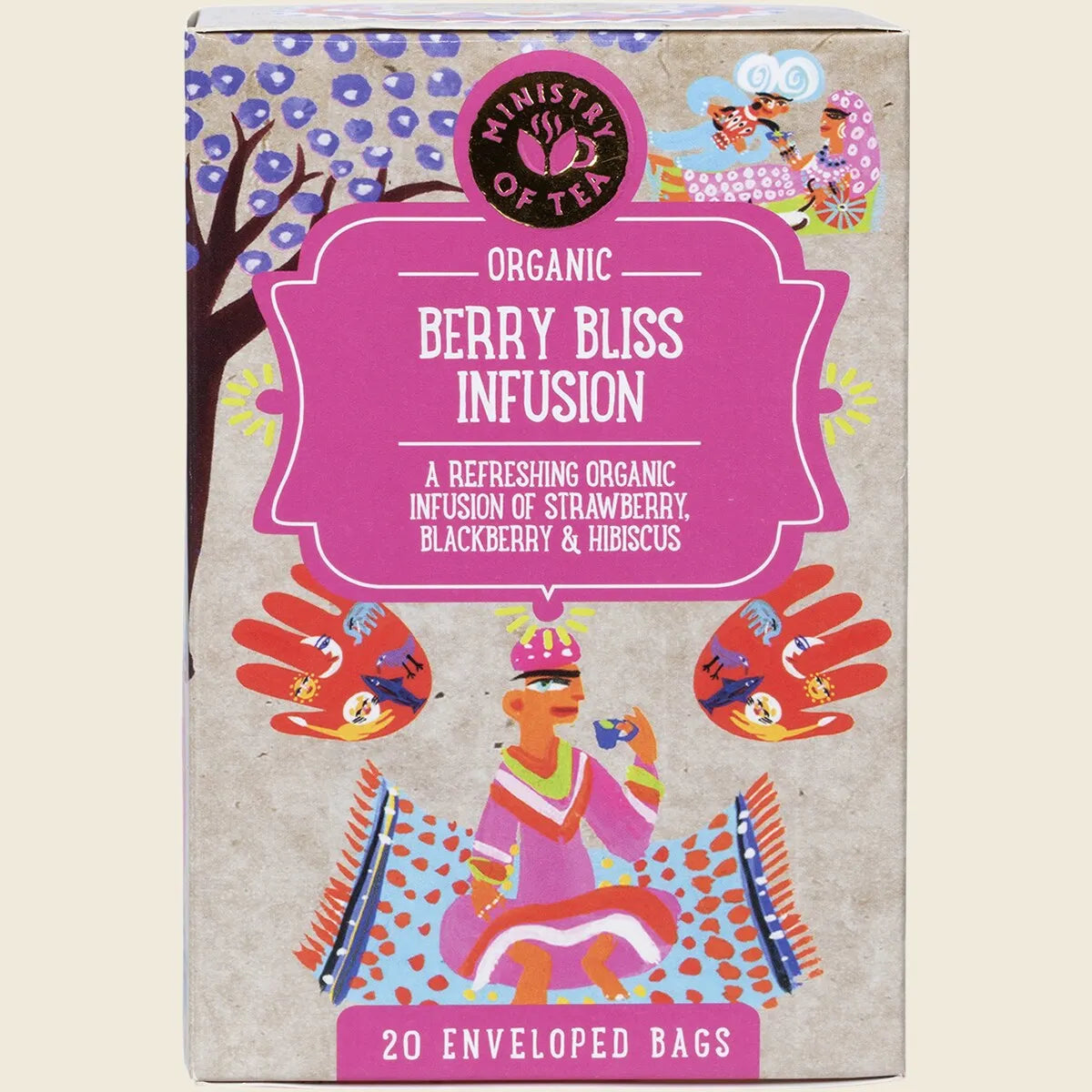 Ministry Of Tea Organic Berry Bliss Infusion/ Tea 20 Teabags, With Strawberry Blackberry & Hibiscus