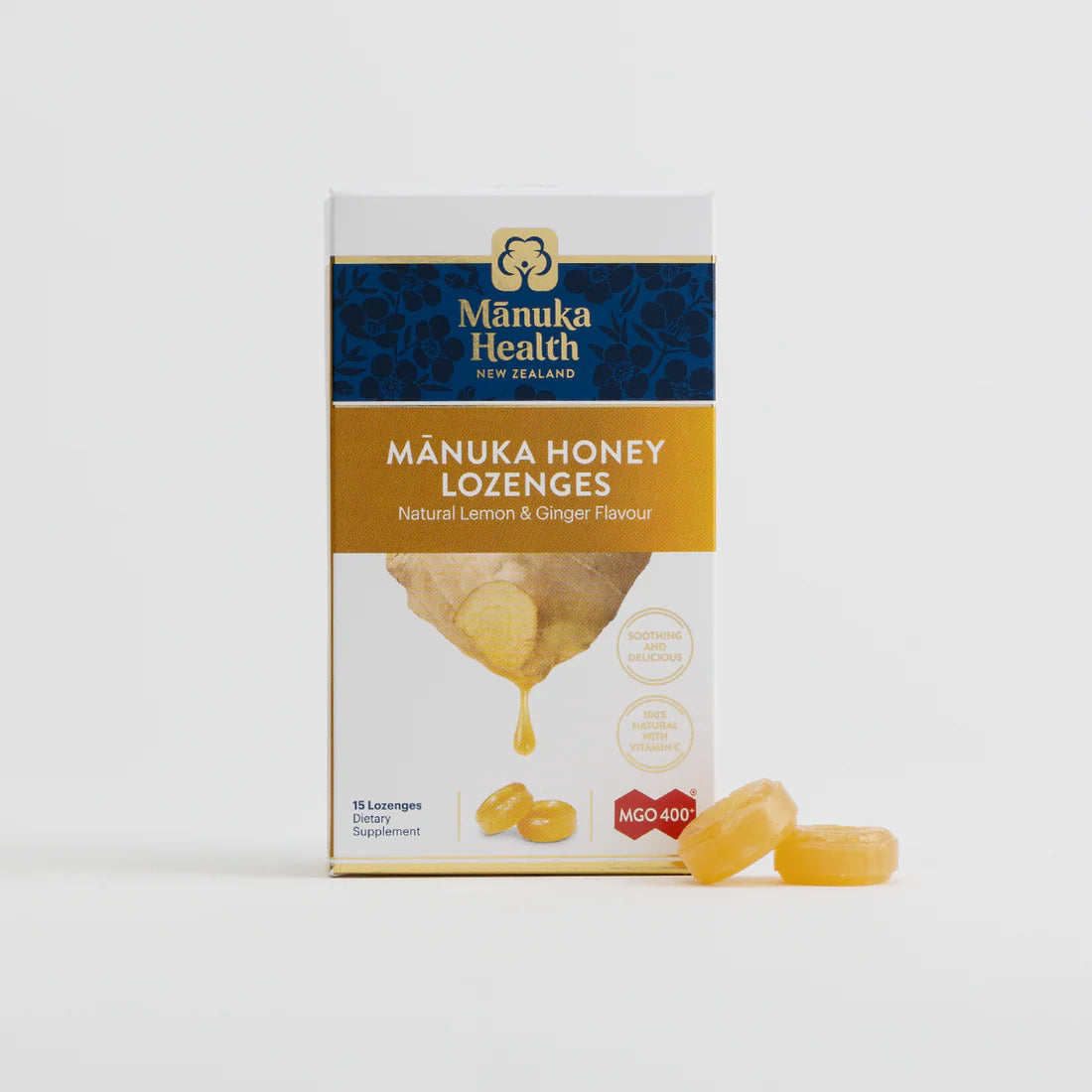 Manuka Health Manuka Honey Drops 65g, Ginger & Lemon Flavour