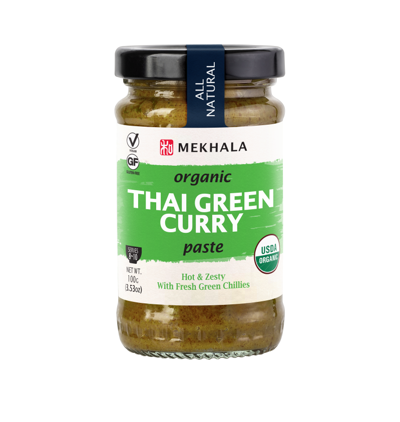 Mekhala Certified Organic Thai Green Curry Paste 100g, Hot & Zesty With Fresh Green Chillies