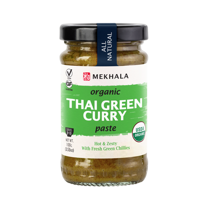 Mekhala Certified Organic Thai Green Curry Paste 100g, Hot & Zesty With Fresh Green Chillies