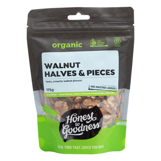 Honest To Goodness Walnut Halves & Pieces 175g, Australian Certified Organic & Premium Quality
