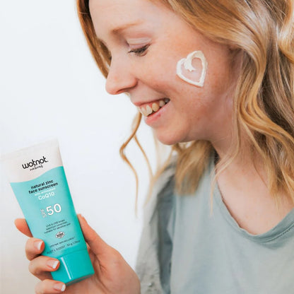 Wotnot Naturals Natural Zinc Face Sunscreen With Antioxidant CoQ10 50g, UVA & UVB Broad Spectrum