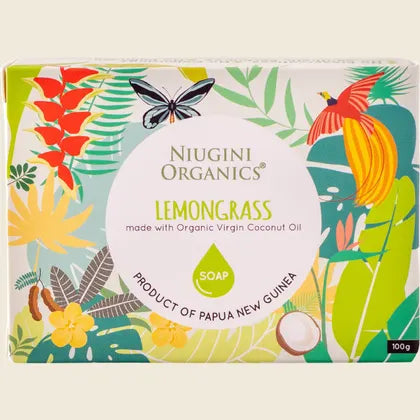 Niugini Organics Virgin Coconut Oil Soap Lemongrass 100g, For Fresh & Soft Skin