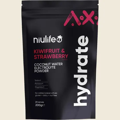 Niulife Hydrate Electrolyte Powder Kiwifruit & Strawberry 200g, No Added Preservatives